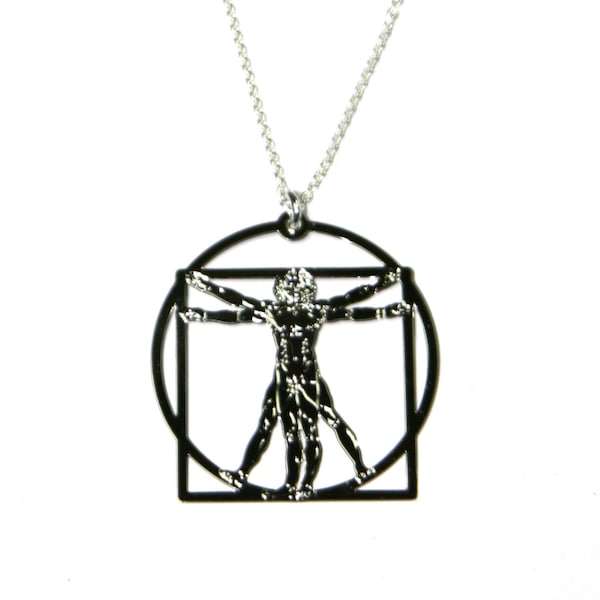 Vitruvian Man Necklace Leonardo da Vinci Necklace Architechure necklace  science necklace  science  art  Leonardo da Vinci