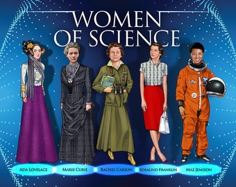 Women in Science Blue poster