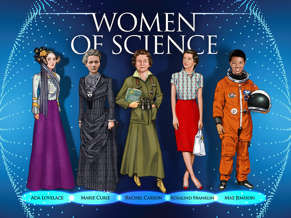 Women in Science Blue poster