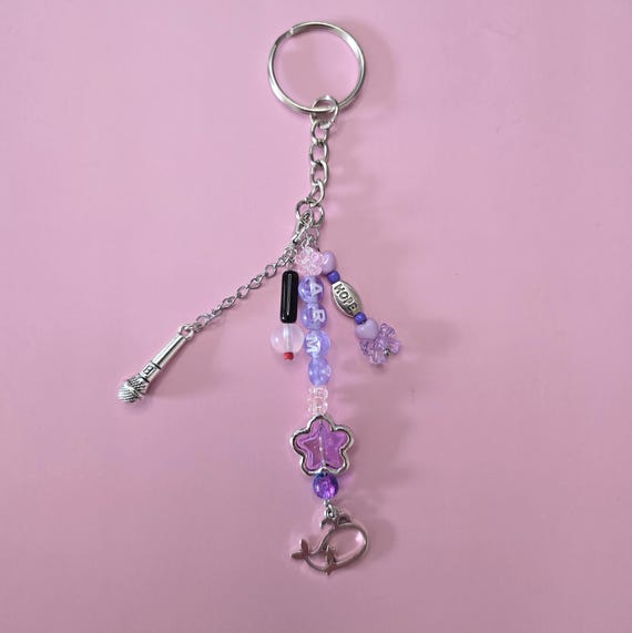 BTS Inspired Purple Keychain, Handmade ARMY Keyring, Kpop Concert