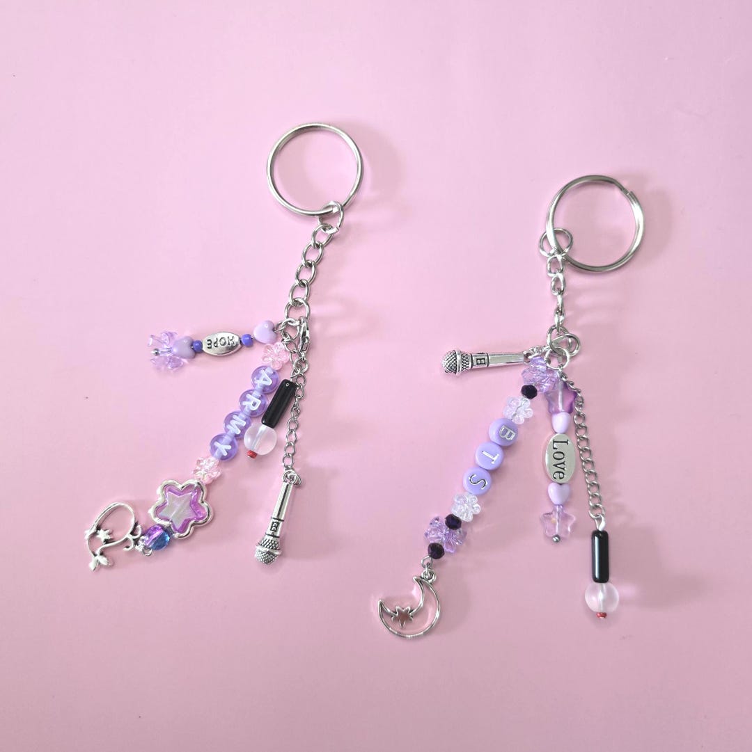 BTS Inspired Purple Keychain, Handmade ARMY Keyring, Kpop Concert