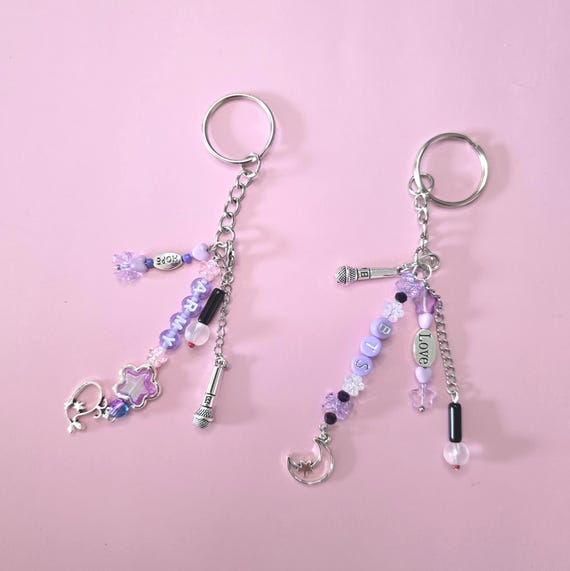 BTS Inspired Purple Keychain, Handmade ARMY Keyring, Kpop Concert