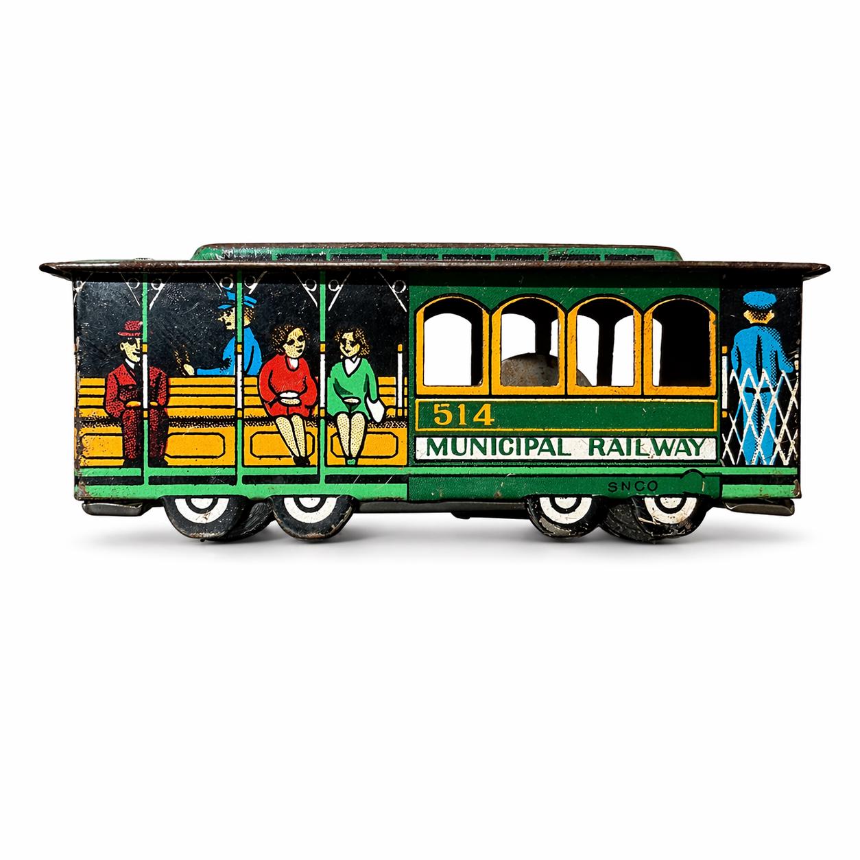 電車おもちゃ ブリキ製 緑・オレンジ Tin toy trolley - Etsy 日本