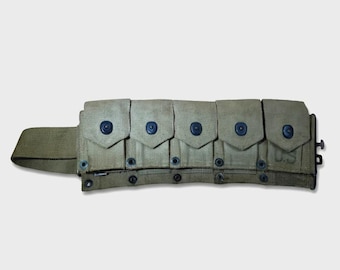 Cinto de cartuchos M1923 original do Exército dos EUA da Segunda Guerra Mundial - Lona cáqui - Autêntico dos EUA.