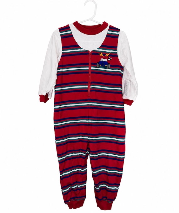 Vintage 90s All Mine Toddler Outfit Set Deadstock 24M Racing Car Baby Clothes New
