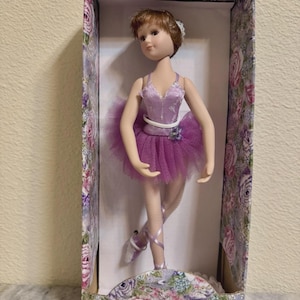 Vintage Porcelain Ballerina Doll in Lavender Tutu