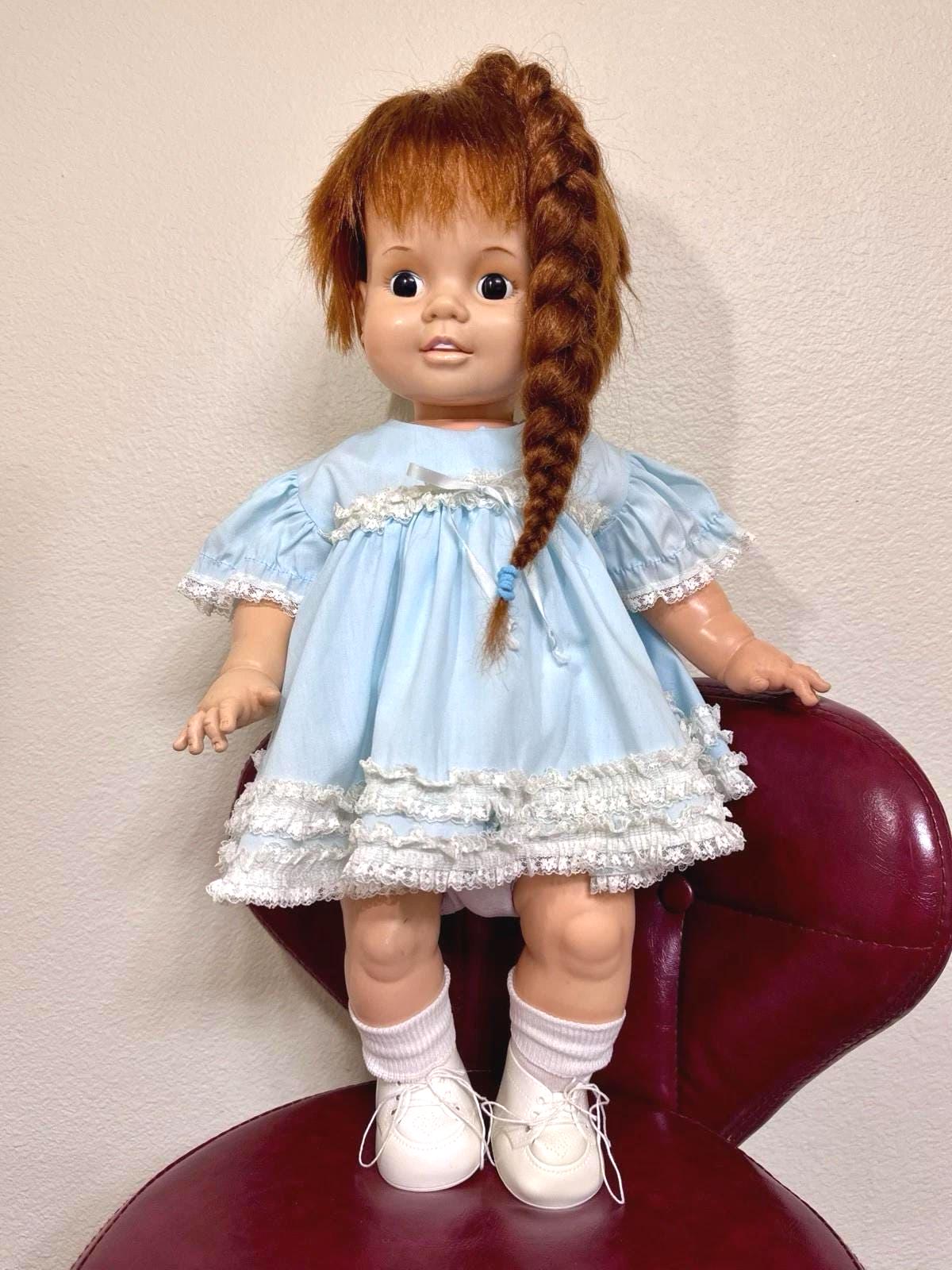 1972 Ideal Toy Baby Crissy Doll 22” Red Hair Growing Hair Blue