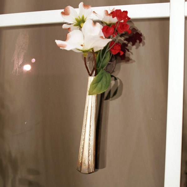 Silverplate Knife Handle Window Bud Vase