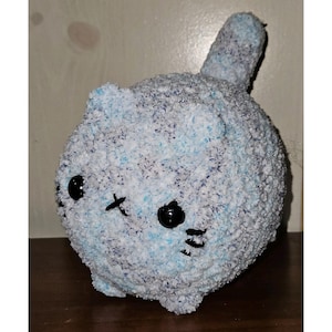 新品 かぎ針編み ローフ キャット ブルー パープル ハンドメイド USA ソフト ぬいぐるみ 子猫 しっぽ ラージ