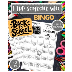 Back to School Bingo, Back to School Games, Classmate Bingo, Get to Know You Bingo, Find Someone Who Bingo, Find the Guest Bingo, Icebreaker
