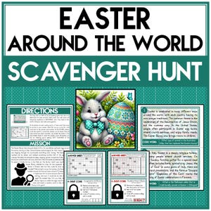 Easter Around the World Scavenger Hunt Printable, Easter Escape Room Game, Code Breaker Activity, Family Party Game, Instant Download