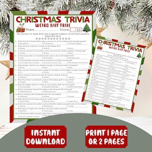 Faits amusants Jeu-questionnaire sur Noël Jeu Friendsmas Jeux d'hiver pour enfants Jeux de société Jeux brise-glace pour le bureau Fête de Noël Bizarre mais vrai jeu-questionnaire