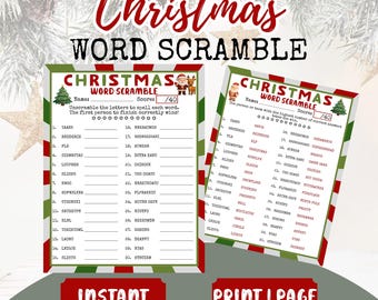 Christmas Word Scramble, Family Game, Printable Christmas Game, Christmas Party Game, Christmas Word Game, Holiday Word Scramble, Xmas Games