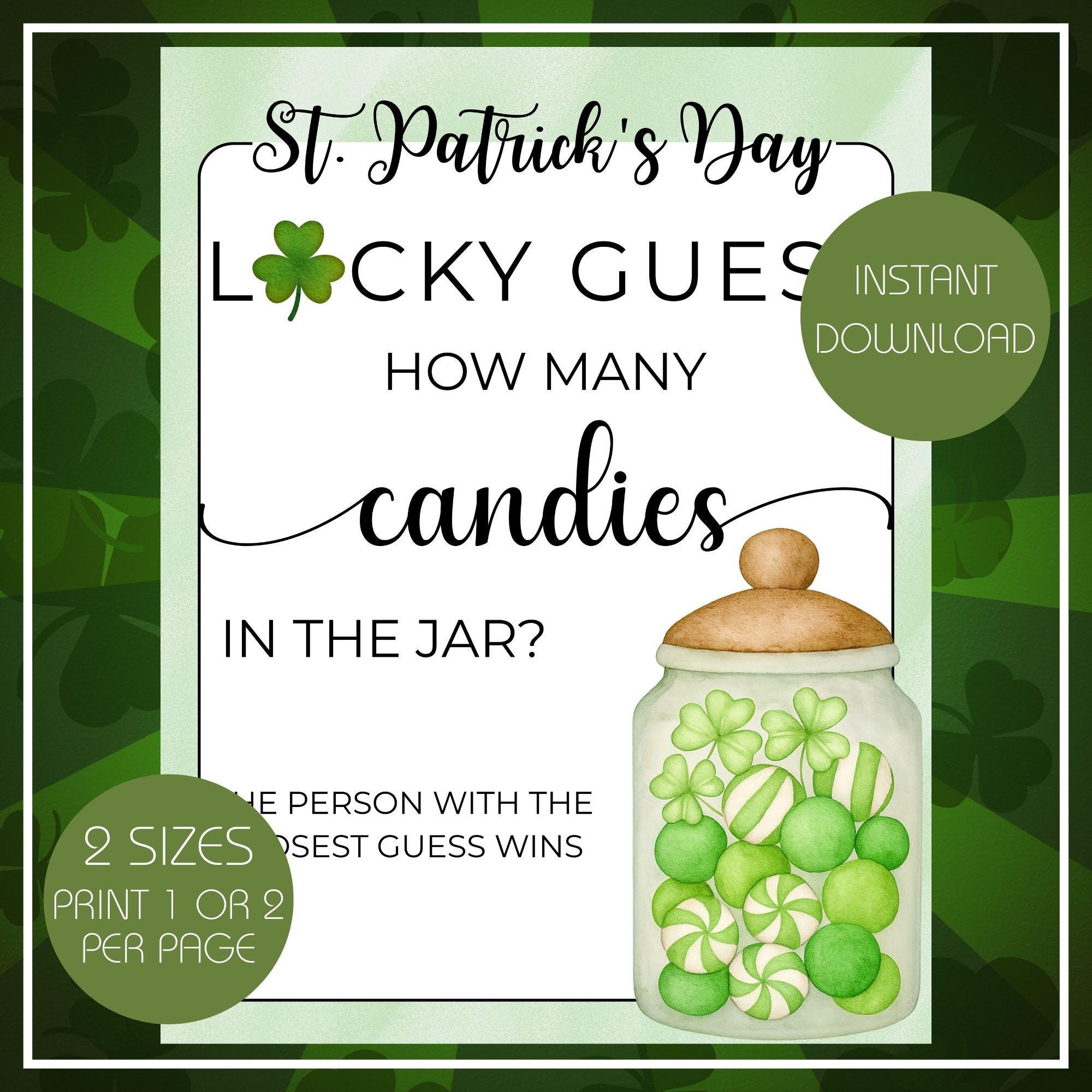 Candy Jar Raffle St. Patrick’s Day Guess How Many Candies in the Jar Game Printable ...