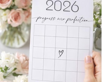 Tarjeta de bingo de tablero de visión 2026, bingo de Año Nuevo, tarjeta de bingo imprimible 2026, Canva editable, manifestación de objetivos de Año Nuevo, personalización