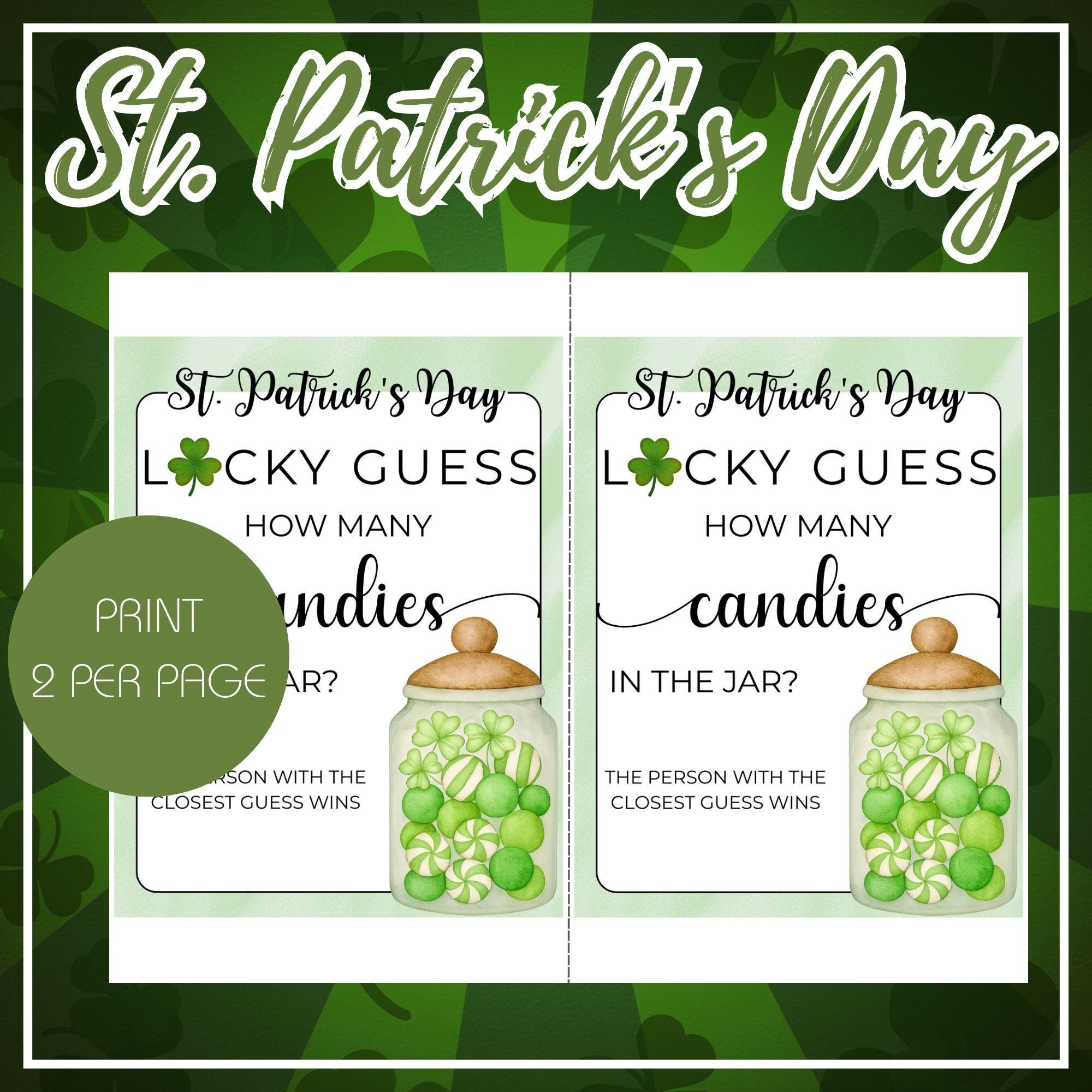 Candy Jar Raffle St. Patrick’s Day Guess How Many Candies in the Jar Game Printable ...