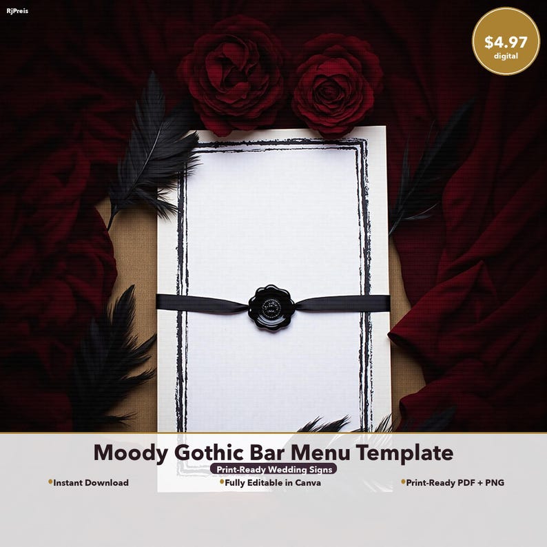 Moody Gothic Bar Menu Template - Etsy