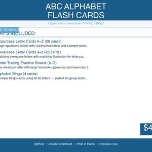 ABC Alphabet Flash Cards | Uppercase, Lowercase, Tracing, Bingo (Digital Download)