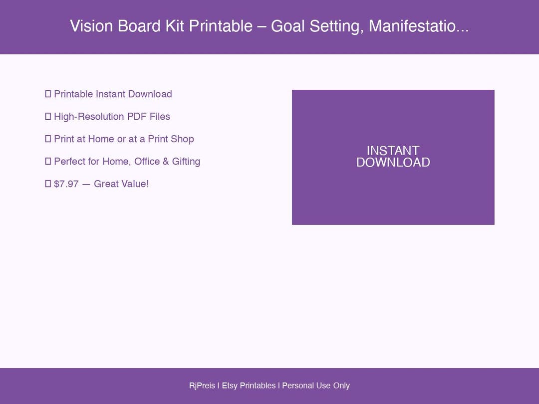 Vision Board Kit Printable | Goal Setting, Manifestation & 2026 Dream ...