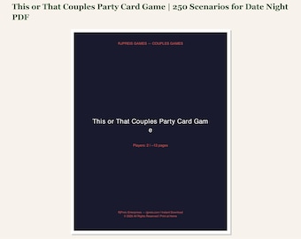 This or That Couples Party Card Game | 250 Scenarios for Date Night PDF