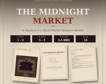 D&D 5e One-Shot Adventure: The Midnight Market | Levels 1-3 Printable RPG PDF