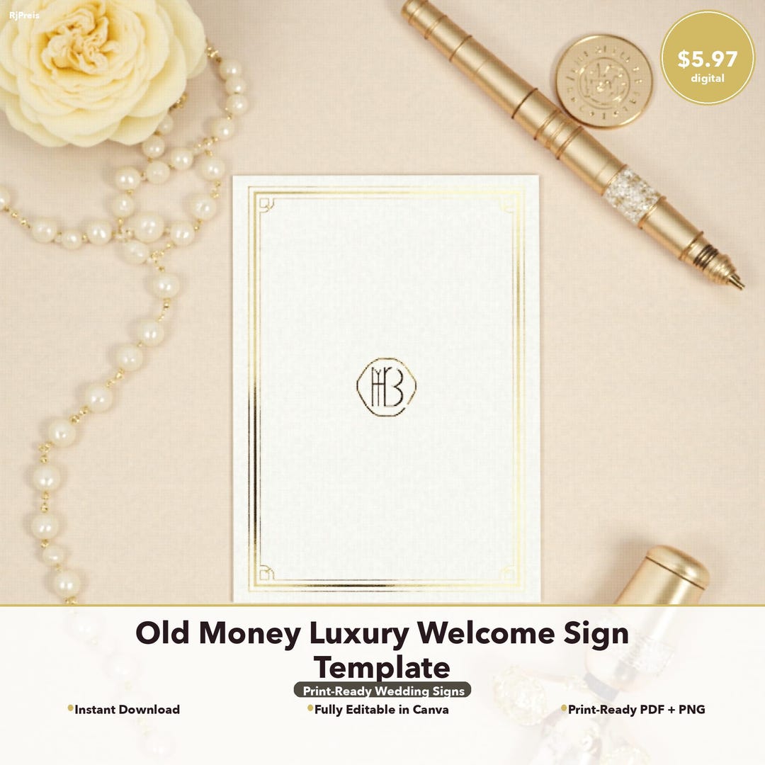 Old Money Luxury Welcome Sign Template - Etsy