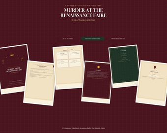 Murder Mystery Dinner Party Game Renaissance Fair | 10-15 Players | Printable PDF Kit | Instant Digital Download