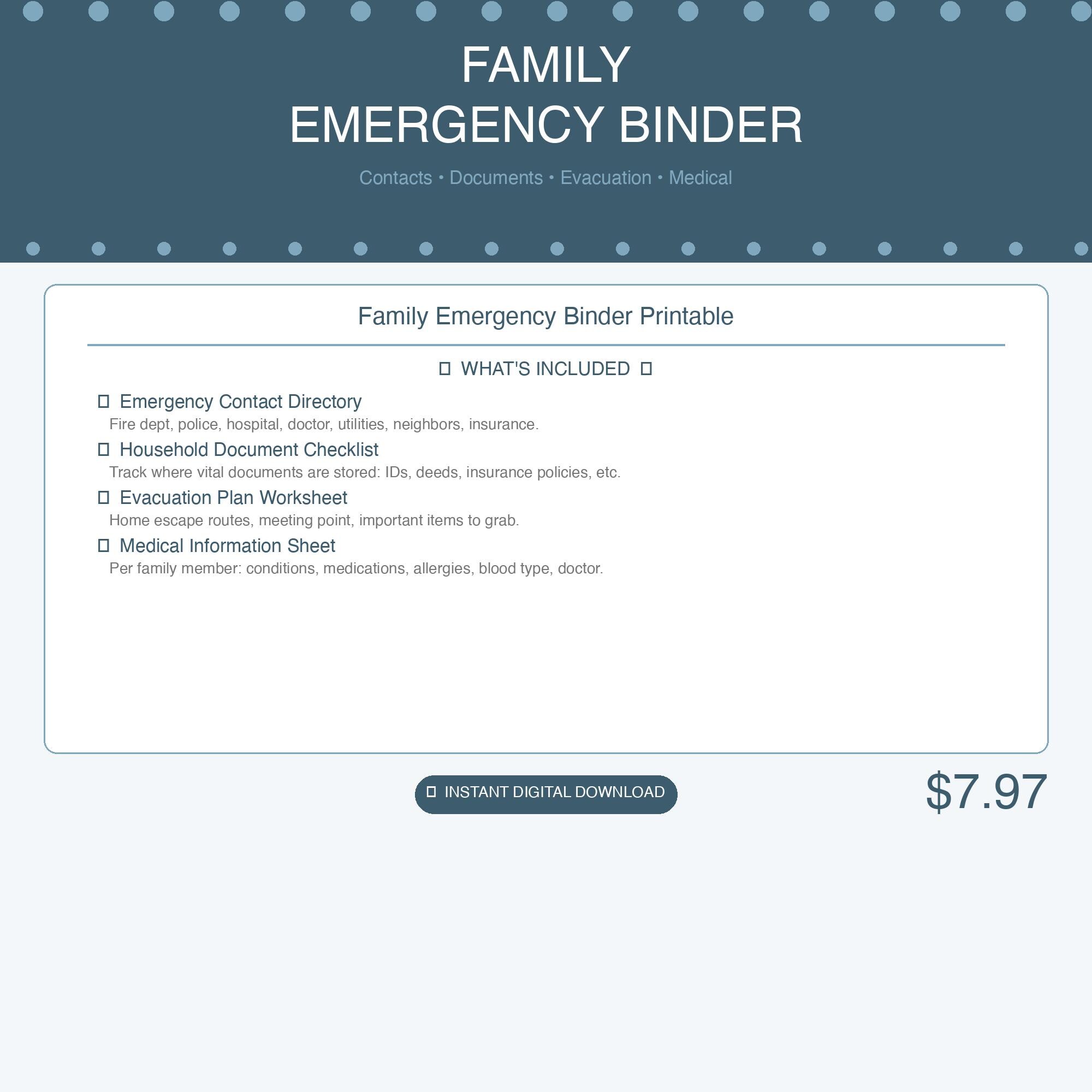 Family Emergency Binder Printable – Household Preparedness Kit - Etsy