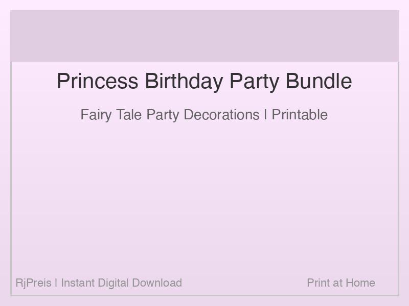 Princess Birthday Party Printable Bundle | Girl's Fairy Tale Party ...