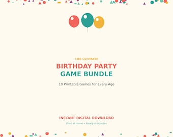 Birthday Party Games Bundle | 10 Printable Games for Kids, Teens | Adults | Would You Rather, Family Feud, Trivia & More | Digital Download