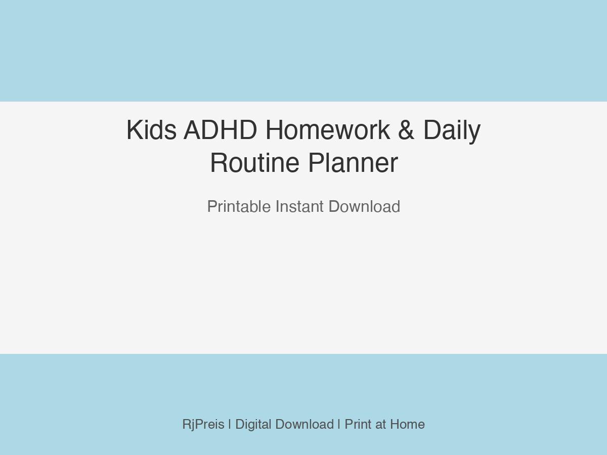 Kids ADHD Homework & Daily Routine Planner Printable | Visual Schedule ...