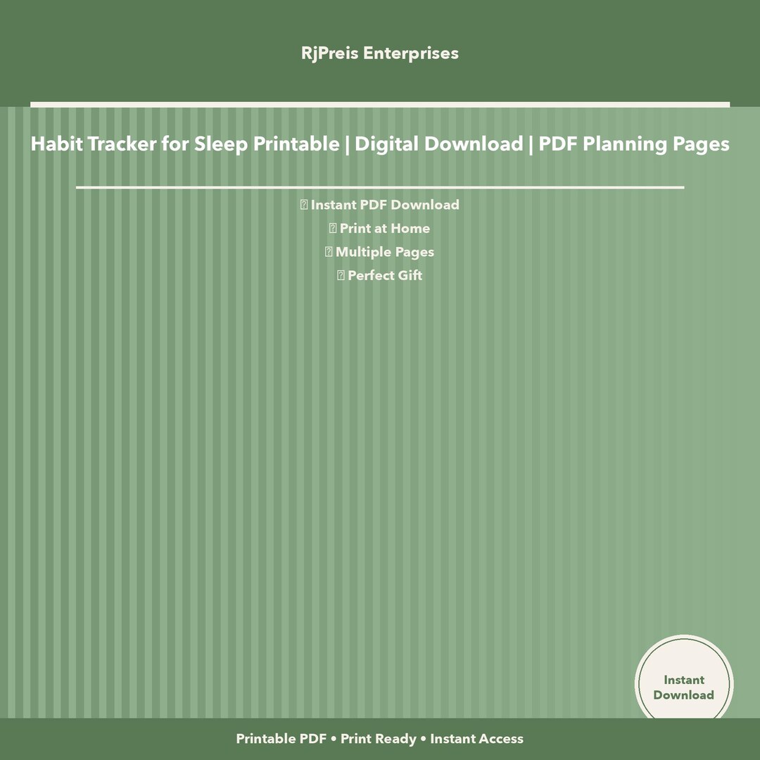 Habit Tracker for Sleep Printable | Digital Download | PDF Planning ...