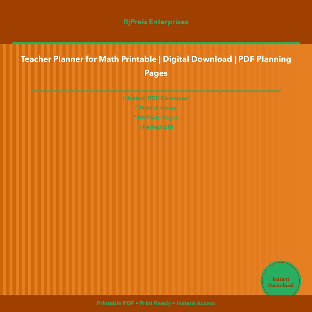 Teacher Planner for Math Printable | Digital Download | PDF Planning ...