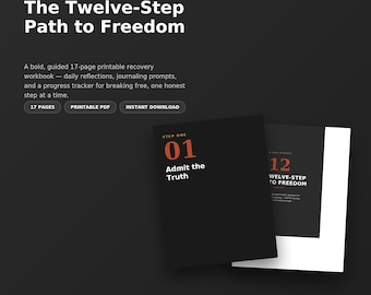 Twelve Step Recovery Workbook | Sobriety Journal Printable PDF | Sober Gift