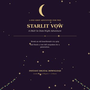 Starlit Vow - D&D 5e En-Shot-äventyr för 2 spelare | Romantiskt par-dejt-rollspel | Digital nedladdning för DM-spelare | Inga förberedelser behövs