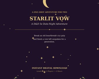 Starlit Vow - D&D 5e One-Shot Adventure for 2 Players | Romantic Couples Date Night RPG | DM Player Digital Download | No Prep Needed