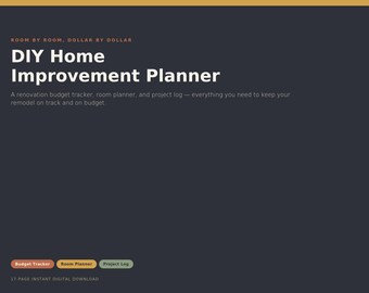 DIY Home Improvement Planner Printable | Renovation Budget Tracker, Room Planner & Project Log | Instant Download