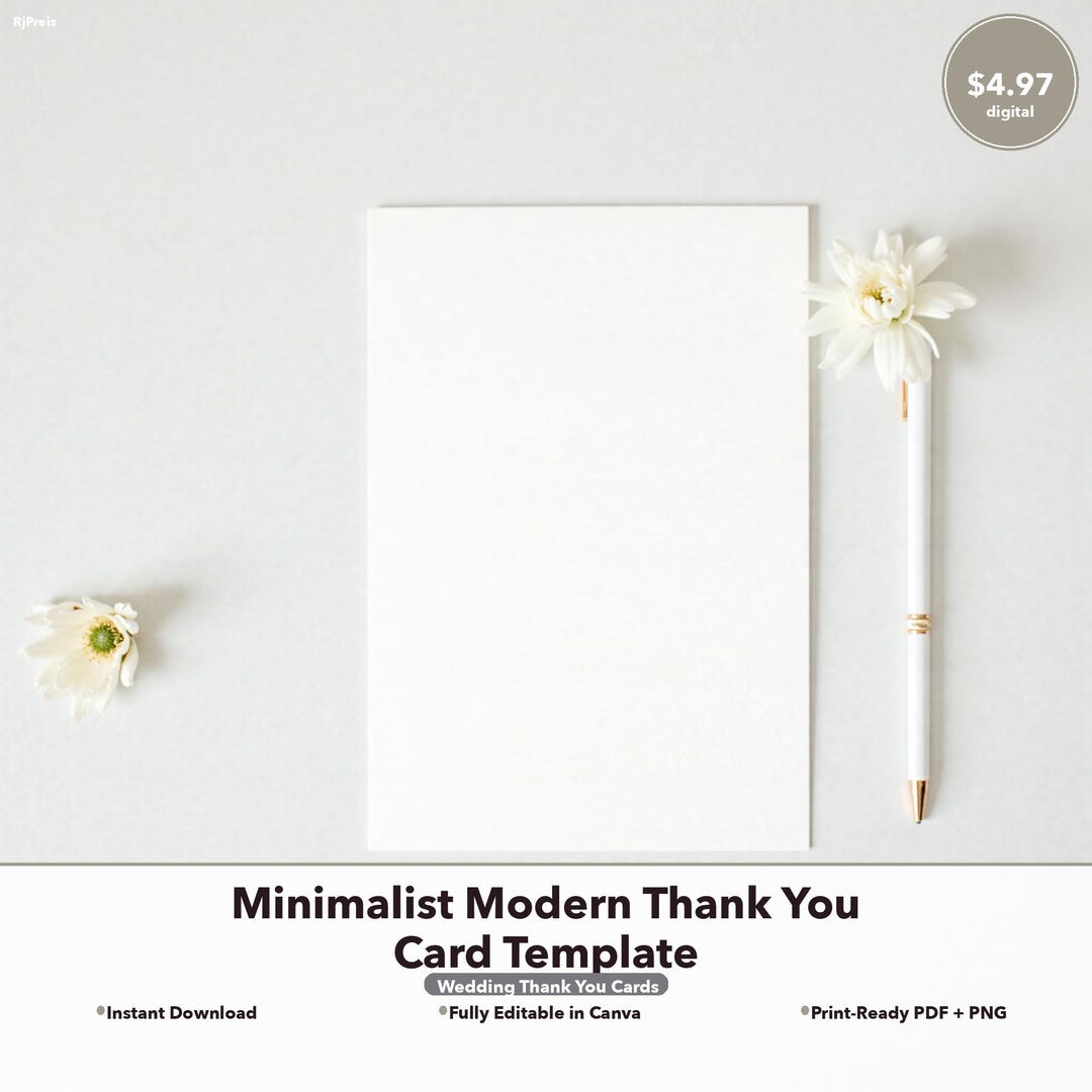 Minimalist Modern Thank You Card Template - Etsy