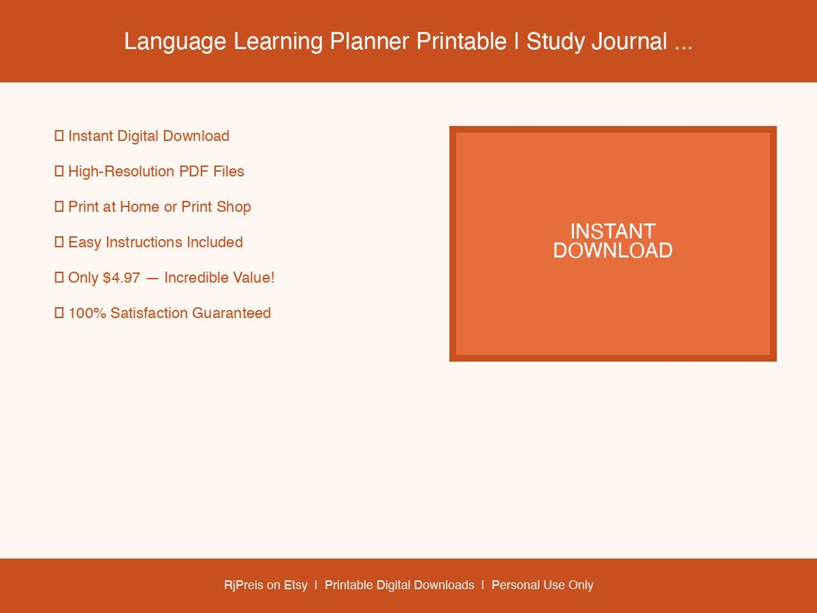 Language Learning Planner Printable | Study Journal Vocabulary Tracker ...