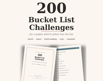 200 Couples Bucket List Challenges Printable PDF | Date Night Ideas | Anniversary Gift for Him Her | Wedding Engagement Keepsake