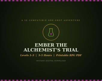 D&D 5e One-Shot Adventure: Ember the Alchemist's Trial | Levels 1-3 Printable RPG PDF