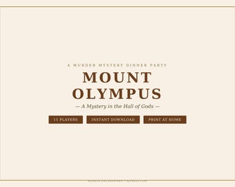 Mount Olympus Murder Mystery Dinner Party Game | 11 Players | Greek Gods Theme | Printable PDF | Adult Party Game | Instant Download