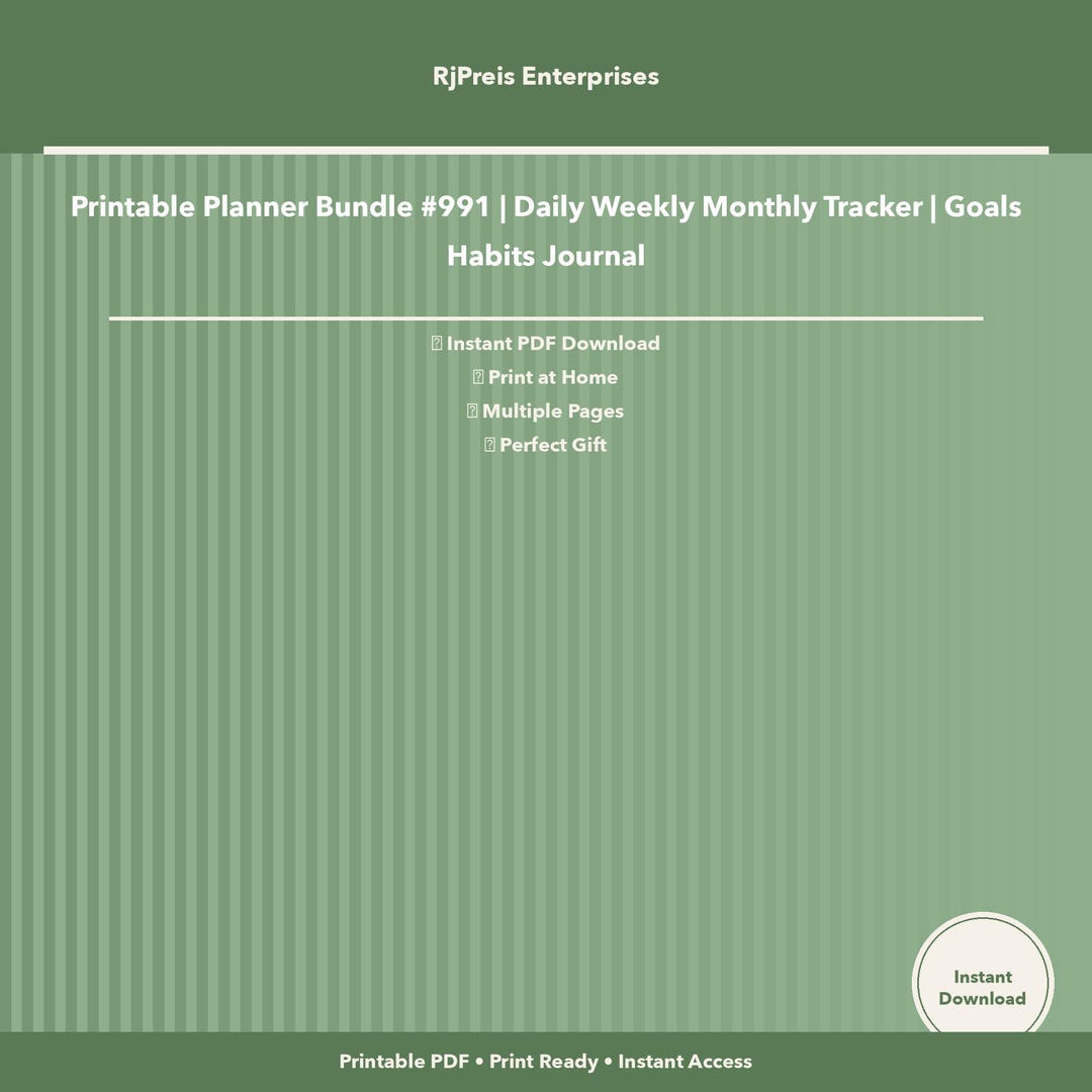Printable Planner Bundle #991 | Daily Weekly Monthly Tracker | Goals ...