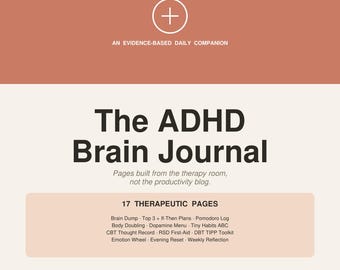 ADHD Brain Journal Printable | Evidence-Based CBT DBT Workbook | RsD First-Aid, Dopamine Menu, Thought Record | Instant Download