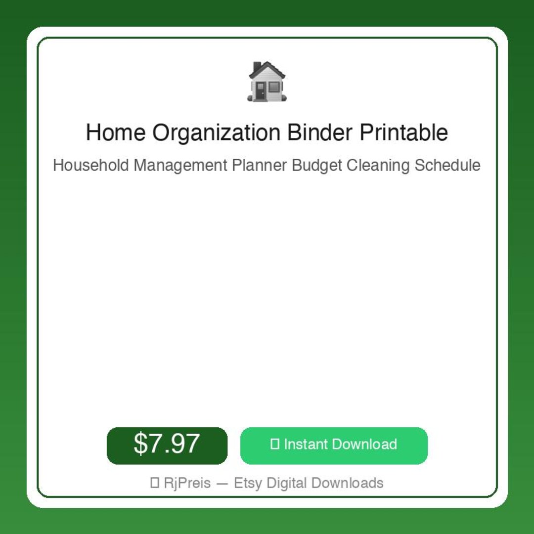 Home Organization Binder Printable | Household Management Planner ...