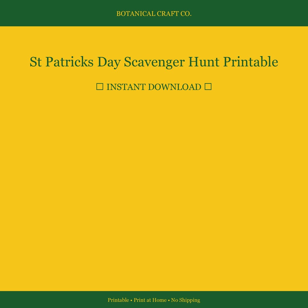 St Patricks Day Scavenger Hunt Printable Kids Lucky Treasure Printable ...