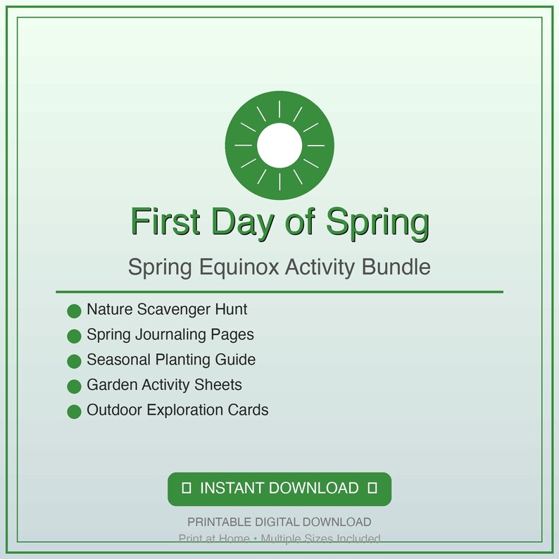 First Day of Spring Printable Bundle | Spring Equinox Nature Activity ...