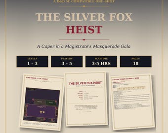 D&D 5e One-Shot Adventure: The Silver Fox Heist | Levels 1-3 Printable RPG PDF