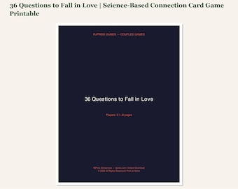 36 Questions to Fall in Love | Science-Based Connection Card Game Printable