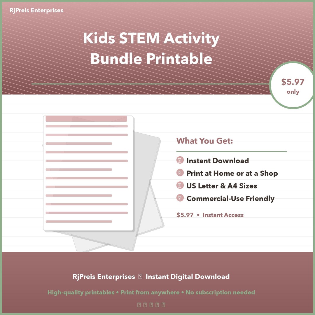 Kids STEM Activity Bundle Printable | Science Experiments Coding ...